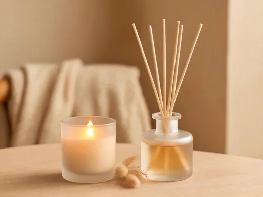 Minimal candle and reed diffuser gift arrangement