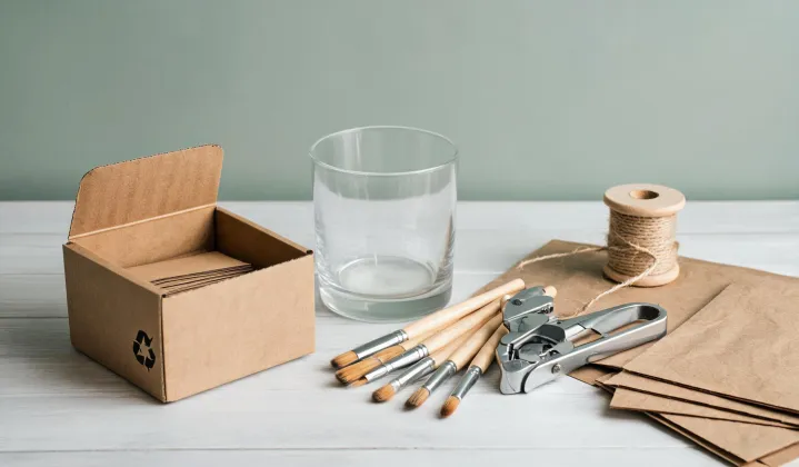 Responsible craft gift materials on a minimal table